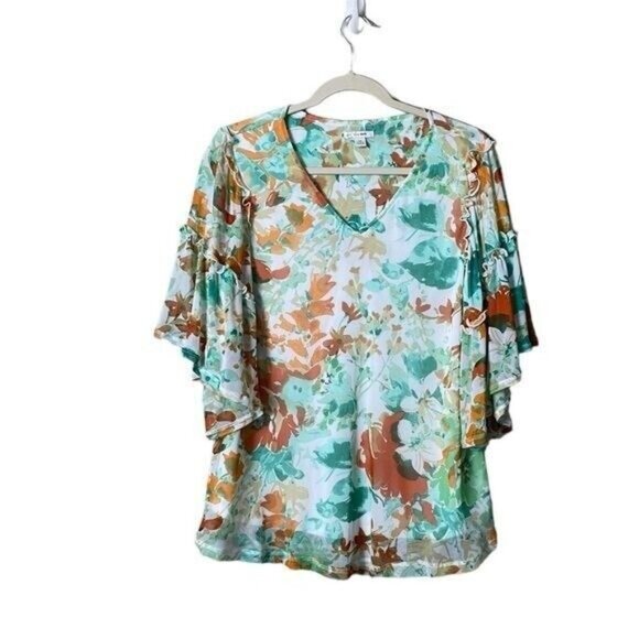 Fairycore Women Flowy Ruffle Blouse Medium Romantic Feminine Bell Sleeve… - Picture 2 of 10